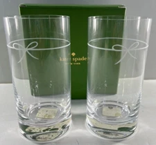Kate Spade Lenox Highball Glasses Ingram Way Crystal - Set of 2 - Bows - NEW