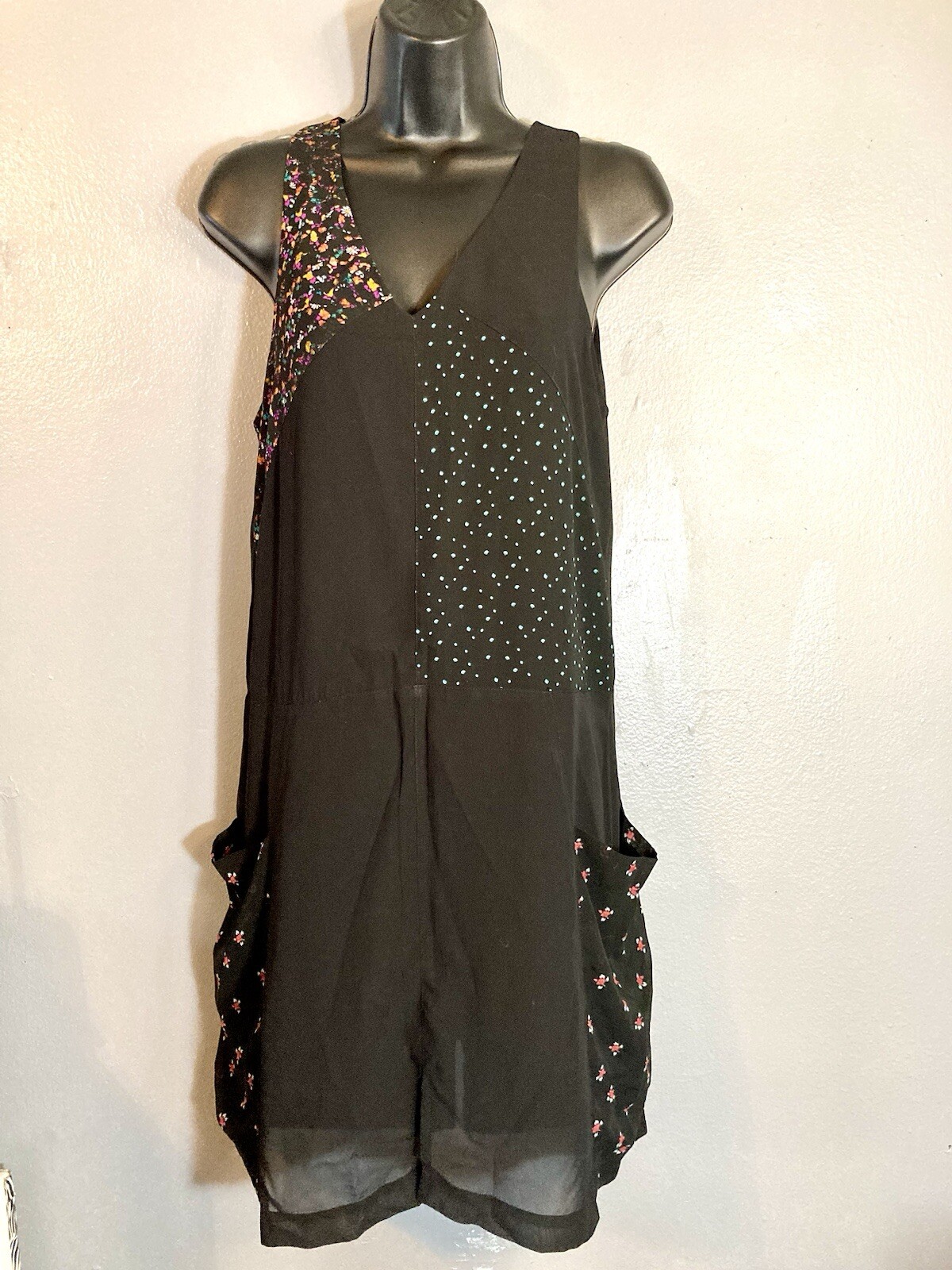 Leith Black Lightweight Patchwork Sleeveless Dres… - image 1