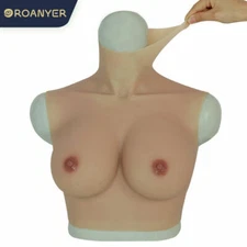E Cup Silicone Crossdressers Breast Forms Chest Plate DragQueen Cosplay Enhancer