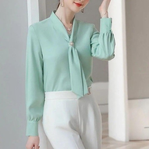 Blusas De Mujer Manga Larga Camisa Elegantes Fina De Moda Casuales New 50%off - Picture 24 of 26