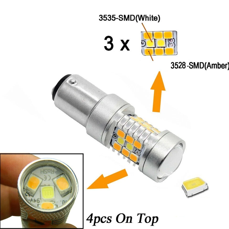 4PCS 2357 Switchback LED Turn Signal Light Bulb For Chevy GMC C/K1500 2500 Yukon - Image 3 of 4