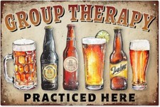 Wine Pub Beer Vintage Tin Metal Signs 8x12 Inches, Group Therapy Practice