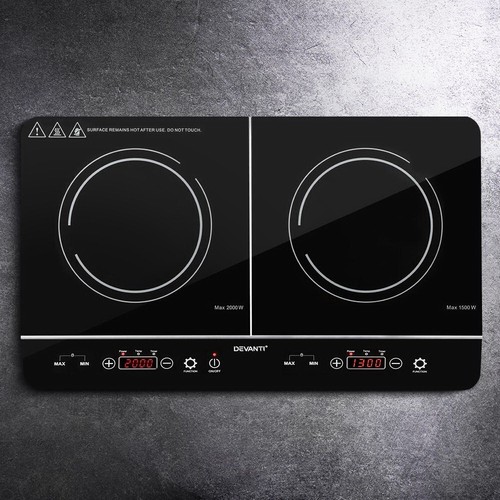 Devanti Electric Induction Cooktop 60cm Portable 3500W Dual Zone Stove Ceramic - Picture 18 of 20