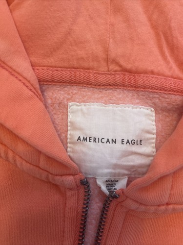 EUC American Eagle Cropped Orange Hooded Sweatshirt Size M - Picture 4 of 5