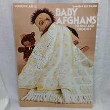 Leisure Arts Baby Afghans to Knit and Crochet Leaflet 64 1976 Vintage Patterns