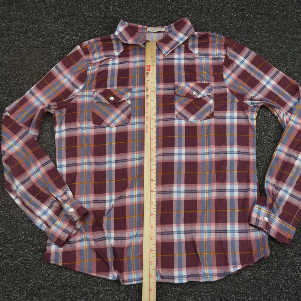 Camisa Passport Mujer XL Roja y Blanca Cuadros Botón a Presión Manga Larga Damas Foto 4 de 4