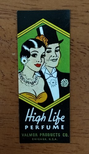 1930s Valmor High Life Perfume Label Chicago Black Americana NOS