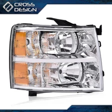 Fit For 07-14 Chevy Silverado Right Headlight Lamp Chrome Housing Amber Corner