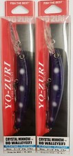 2-Yo Zuri Crystal Minnow DD Walleye 90 mm  R1205-MN Midnight  Value Buy!!