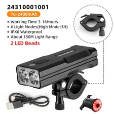 ROCKBROS Bike Headlight Bicycle Handlebar Front Light LED USB Rechargeable Lamp