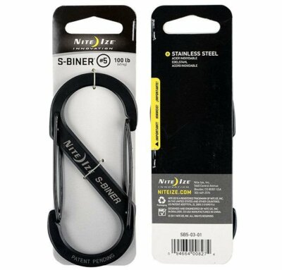 Nite Ize S-Biner schwarz Edelstahl Größe #5 (5''), Karabiner