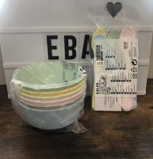 IKEA Kalas 10 Pc Plastic Free BPA 6 Pastel Bowls 4 Spoons Set