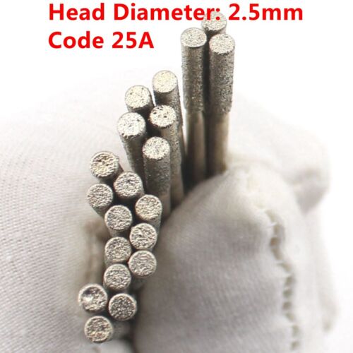 30 piezas brocas de molienda de diamantes recubiertas de punta cilíndrica de 2,5 mm herramientas de talla para piedra - Imagen 2 de 13