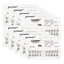 10 Packs AZDENT Dental Metal Brackets Mini/Standard MBT/Roth 022/018 Hooks 3/345