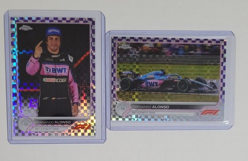 Lot (2) 2022 Topps Chrome FERNANDO ALONSO Purple Checker /199 #13, 115 Formula 1 - Bild 1 von 4