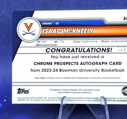2023-24 Bowman Isaac McKneely Auto/199 Lava 1. Chrom Prospekt Virginia - Bild 11 von 16