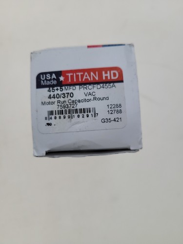 Condensador doble de funcionamiento de motor redondo Titanhd PRCFD455A fabricado en Estados Unidos. 45/5 MFD/UF - Imagen 5 de 5