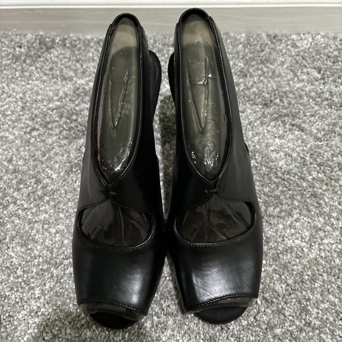 Aerosoles Black Faux Leather Gin Up Ladies Sling Back Heels Sandals Size 8 - Picture 7 of 9