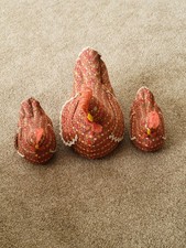 Vtg. Hen & Chicks Fabric Decorative Set of 3 Farmhouse Decor Doorstop (Chickens)
