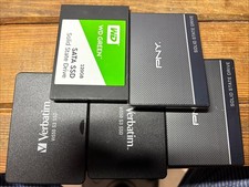 Lot of 5 used 120GB 2.5" SSD Hard Drives Formatted WD PNY Verbatim