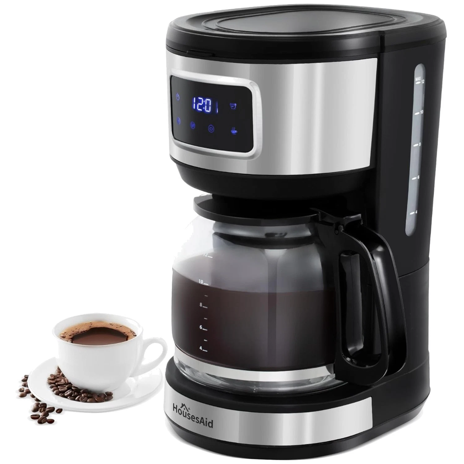 Touchscreen Drip Coffee Maker, 12 Cup Brew Strength Options