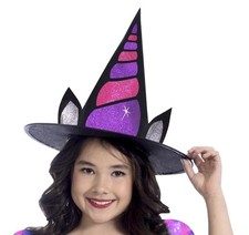 Way To Celebrate Unicorn Witch Girls Halloween Costume Dress/Hat .Small 6/6X.New