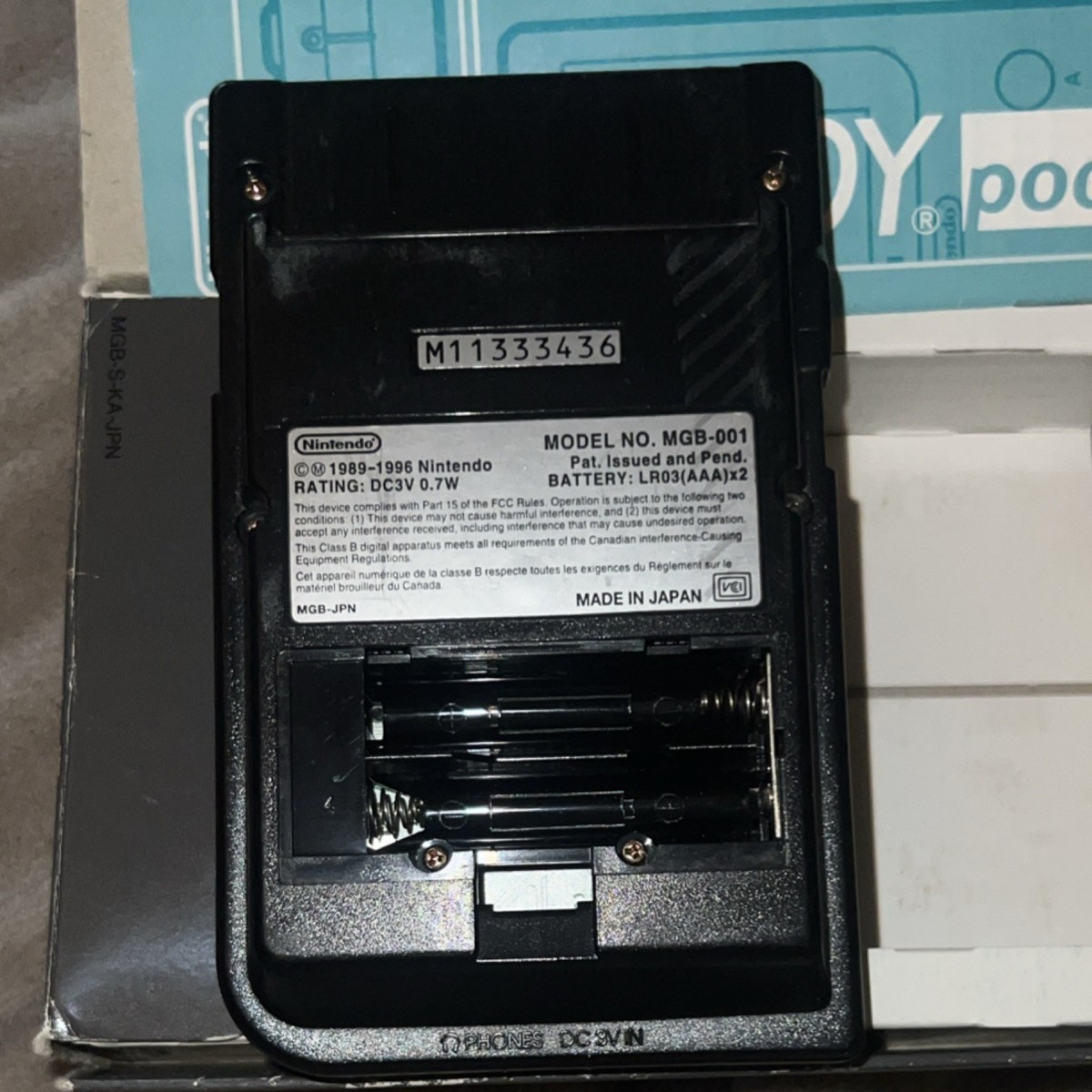 1996 Game Boy Pocket MGB-001 Black Japanese Edition Region Free
