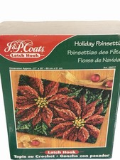 Vintage Coats  Clark Holiday Poinsettias Latch Hook New Old Stock Sealed X-mas
