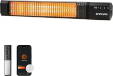 1500W Carbon Infrared Electric Outdoor Patio Heater, 9 Level Instant Warmth, Sma