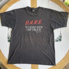 Vintage DARE T Shirt Large Single Stitch USA Made 80s Retro Anti Drug Promo Tee