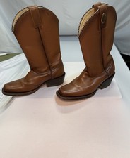 Zalo Boots Vintage Brown Leather Western Cowboy Boots Mid Calf USA Made