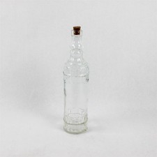 Decorative Clear Embossed Glass Bottle 12.25" with Cork