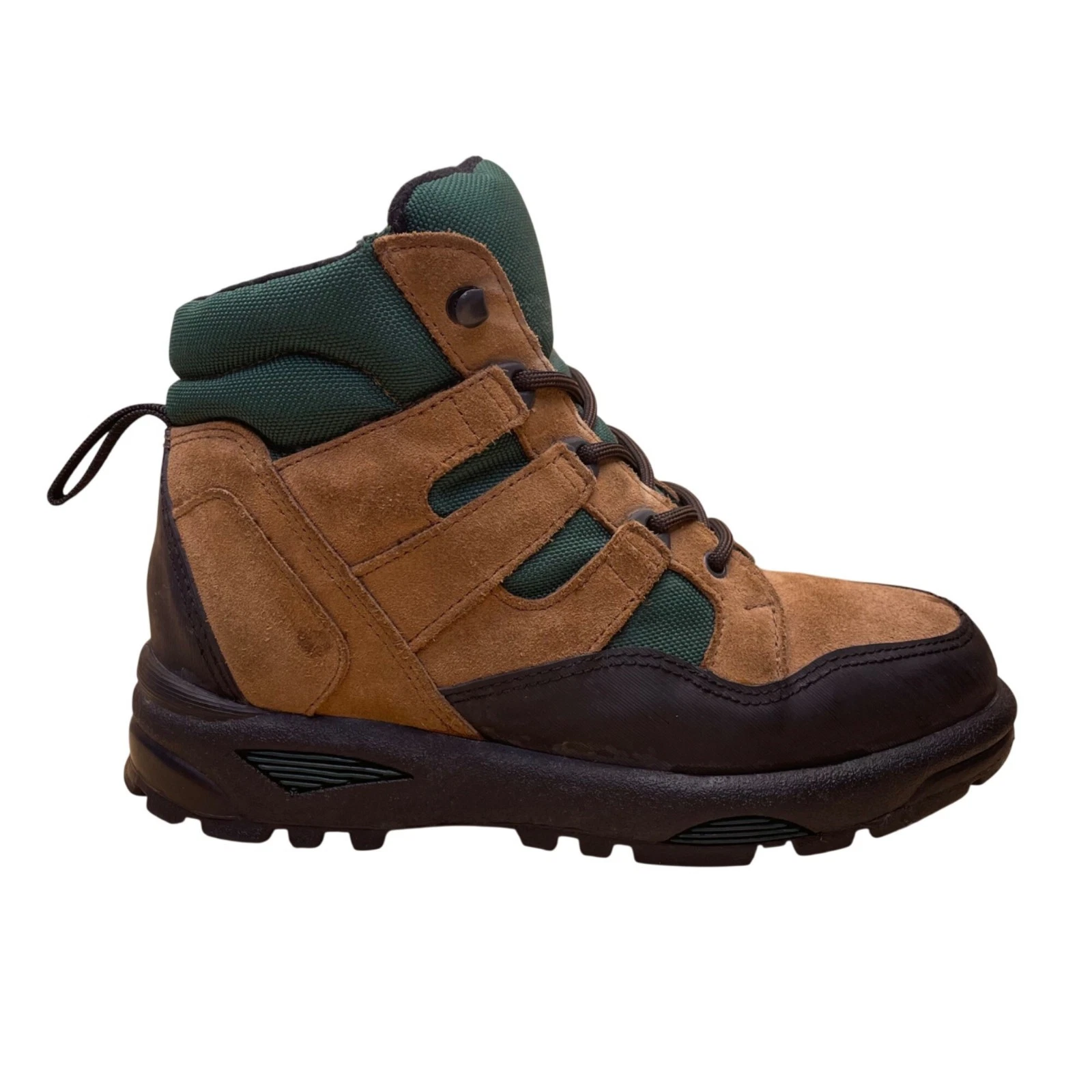 Lands End Men’s Brown & Green Suede Waterproof Lace-Up Ankle Hiking Boots Sz 8B