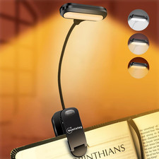 Rechargeable Clip On Book Light LED Reading Lamp 3 Color Dimmable USB