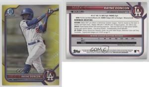 2022 Bowman Chrome Prospects Yellow Refractor /75 Rayne Doncon #BCP-202