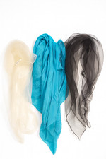 Lot of 4 Sheer Lightweight Scarves Black Blue Ivory Gray Chiffon Style - I078