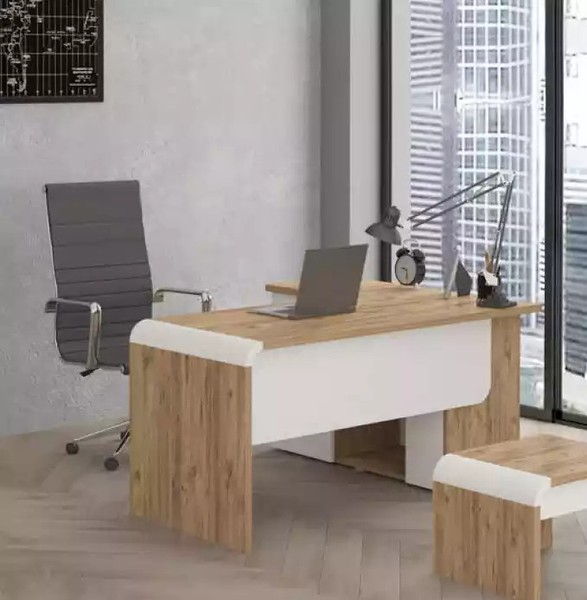 Brauner Eckschreibtisch BüRomöBel Design Schreibtisch Chefschreibtisch Tisch-image