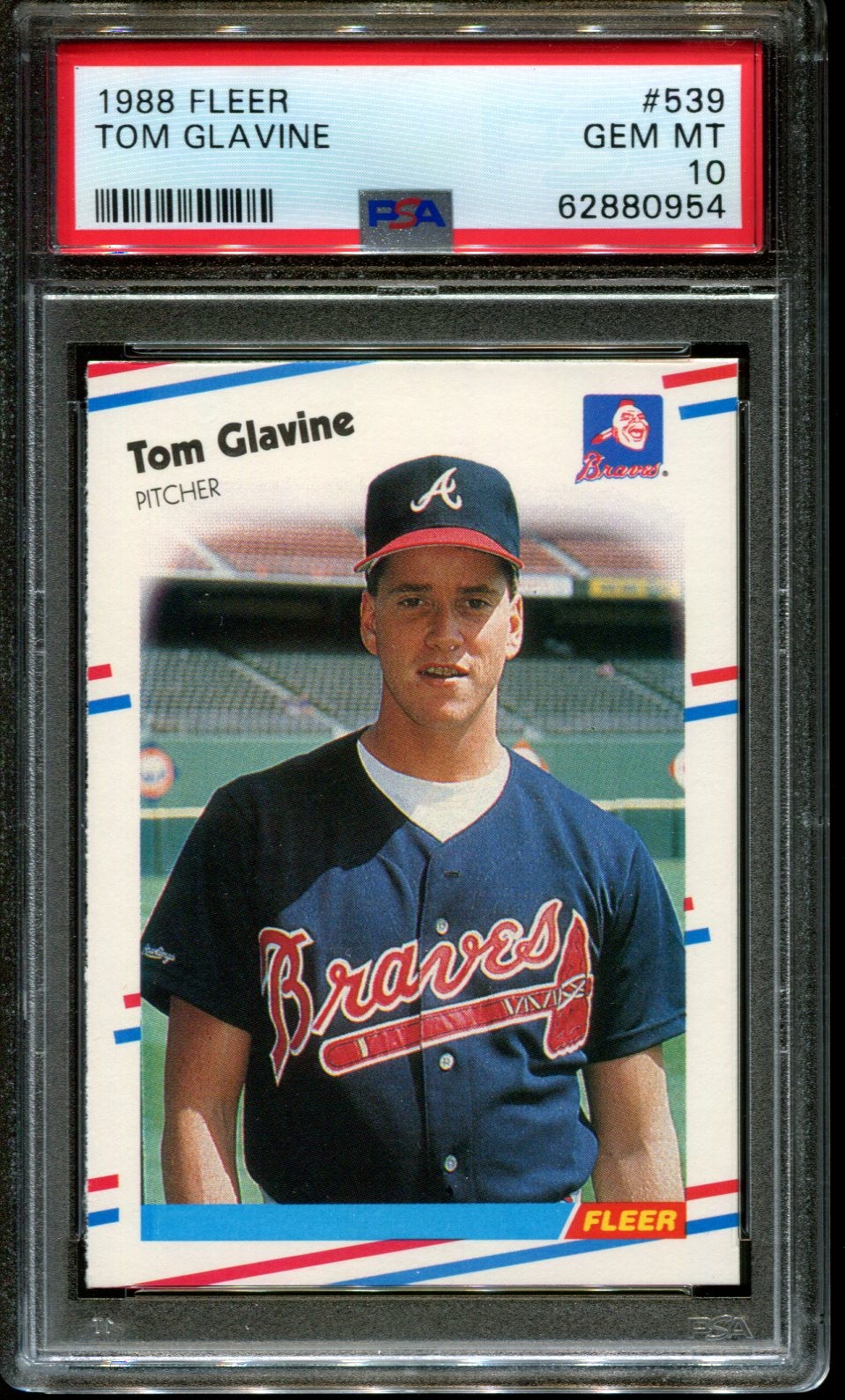1988 FLEER #539 TOM GLAVINE RC BRAVES HOF PSA 10
