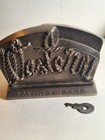 Vintage WESTERN SAVINGS BANK (BUFFALO, NY) Embossed Metal Coin Bank - w/Key - VG — photo 1
