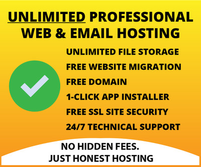 Unlimited Web Hosting Service with Free Domain Name - £0.49 per month