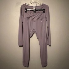 Gymshark Poise Purple Crossover Crop Top and Leggings Set B4A8F B4A8U Womens M