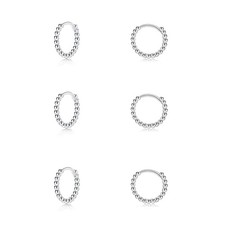 Silver Hoop Earrings- Cartilage Endless Small Hoop Earrings Set for Women Men...