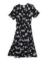 Vintage Alfred Dunner midi Black and White polka dot Floral dress