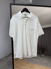 Hermes Men  s Polo T-Shirt Cotton Embroidered H Logo White Size L