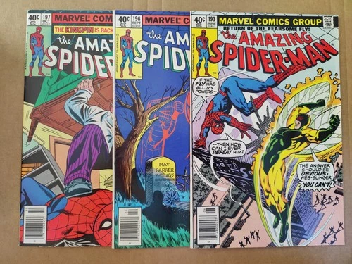 Lot Of 3 Amazing Spider-Man 193 196 197 FN To FN+ (Marvel 1979)