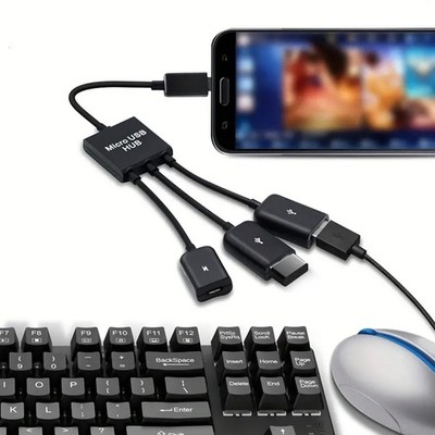 3 In 1 Micro USB OTG USB Hub Adapter Cable