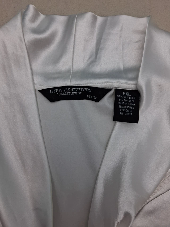 Top Larry Levine Blanco Corbata Frontal XL Petite Manga Corta Festival Disco Foto 3 de 4