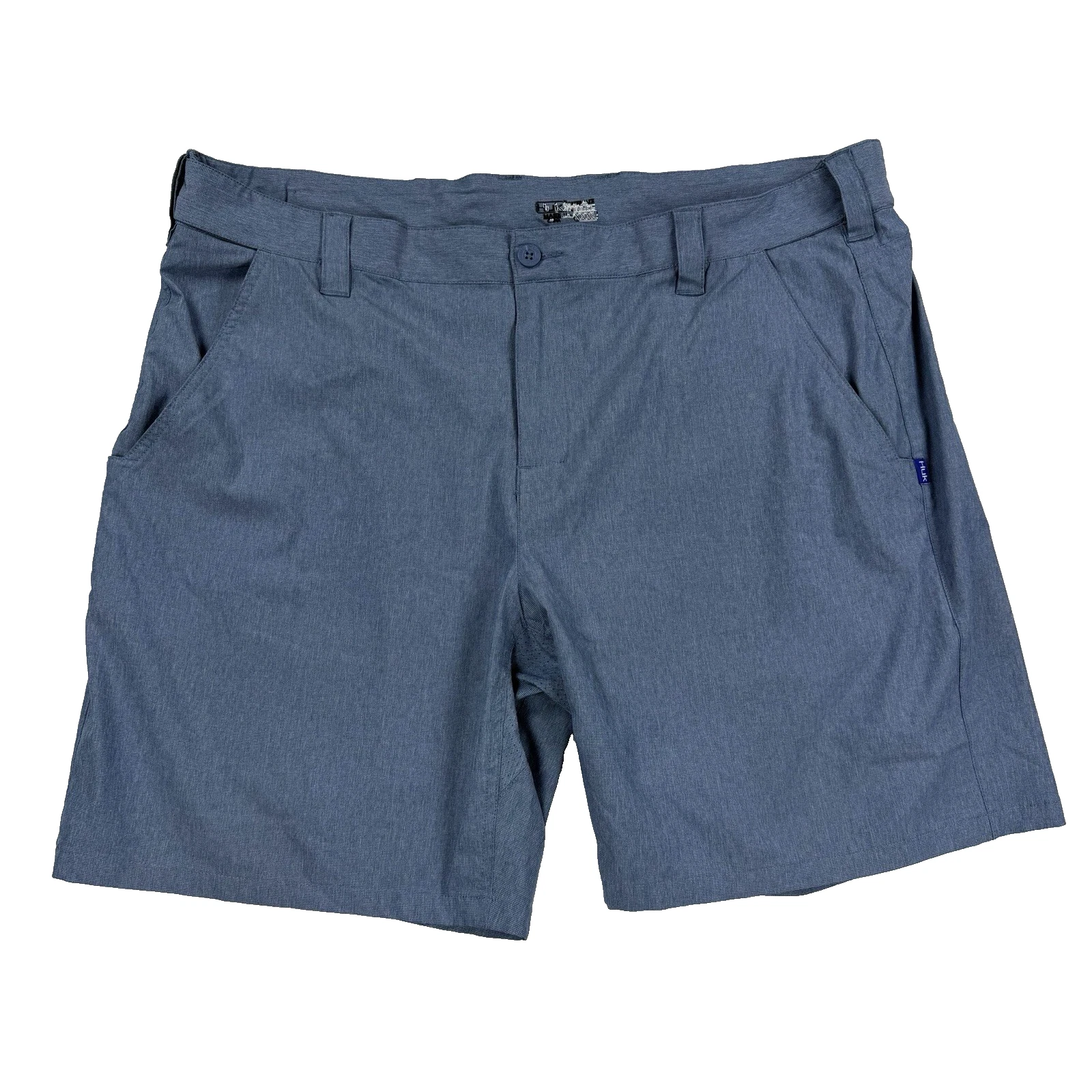 Mnes Huk Fishing Shorts Blue 9" Stretch Quick Dry Pockets Breathable 3XL Outdoor