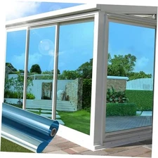 Window Film Heat Blocking One Way Window Privacy W17.7X L118 Inch Blue Silver