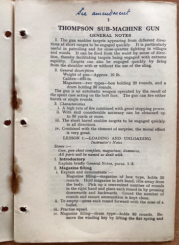 WW2 BRITISH ARMY FIREARMS HISTORY PAMPHLET #21, THOMPSON SMG, 1940 + AMENDMENTS - Picture 3 of 10
